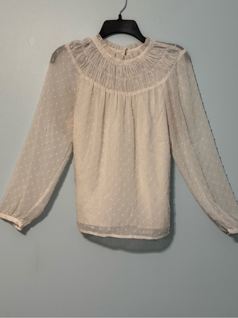 J. Crew White Dot Long Sleeve Blouse Shirt